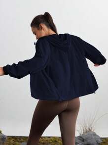 In My Nature Áo khoác ngoài trời dài tay in họa tiết cây xanh cho nữ - Xanh đậm - Xem 2