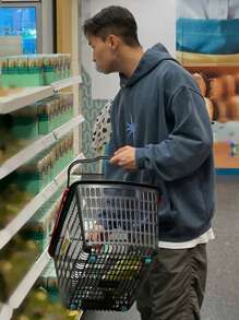 DAZY Pattern Print Men's Hooded Sweatshirt, Suitable For Casual Outing In Autumn - Blue - View 3