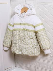 SHEIN Young Boys Classic Versatile Casual Cool Hooded Warm Snow Ski Padded Coat, Autumn/Winter - Multicolor - View 1