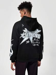 Teens/Youth (Boys) Long Sleeve Letter Print Minimalist Hoodie Pullover, Casual Daily Wear