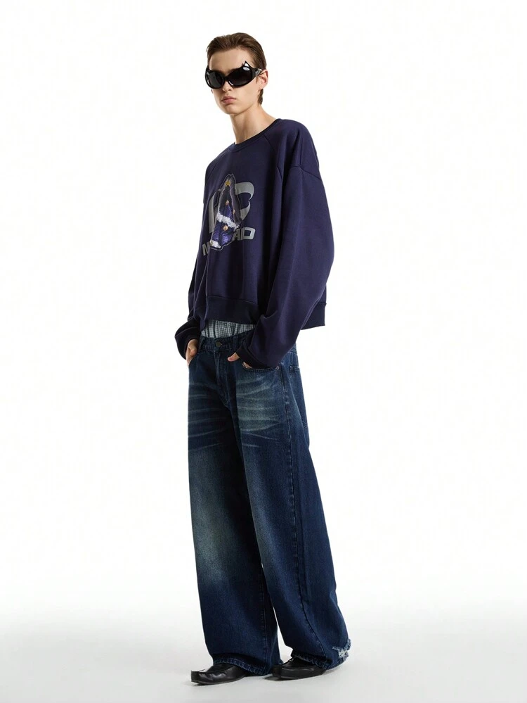 Men's Casual Everyday Washed Straight Leg Loose Denim Jeans For Autumn