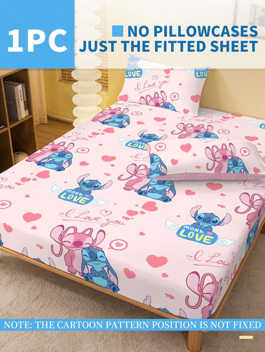 1pc Stitch Fitted Sheet, Lilo & Stitch, Soft And Comfortable, Perfect