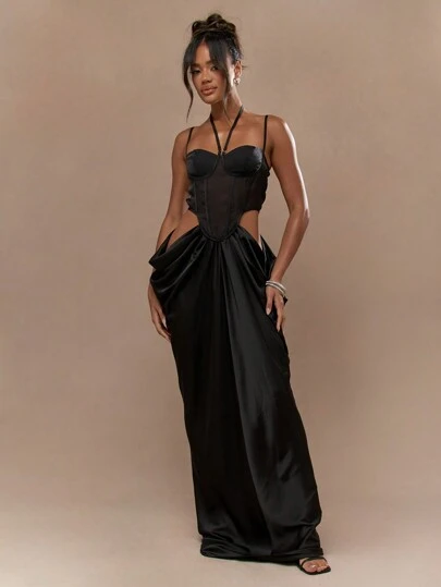 MISSGUIDED Cut-Out Corset Cowel Maxi DressMISSGUIDED