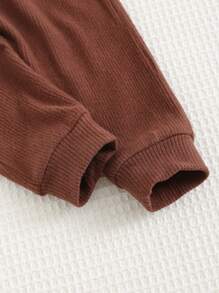 Cozy Pixies 2pcs Baby Boy Letter Print Knitted Soft Crew Neck Long Sleeve Sweater And Elastic Waist Pants Set