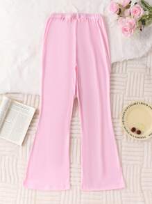 Tween Girls Fashionable Pink Print Flared Leggings - Pink - View 2