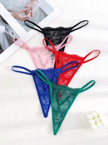 5-Pack Sexy Lace Heart Decorated G-String Panties Lingerie