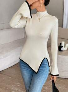 SHEIN Privé Vrouwen Colorblock Zijsplit Flared Sleeve Sweater Top