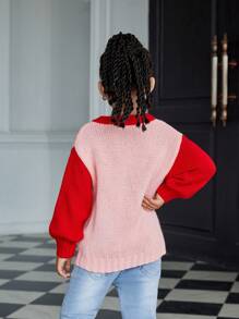 SHEIN Young Girl Handmade 3D Strawberry Patterned Cute Stylish Elegant Versatile Knitted Sweater, Suitable For Autumn/Winter Outdoor, Party, Simple Niche Personalized Sweater, Pink Knit Top - Pink - View 2