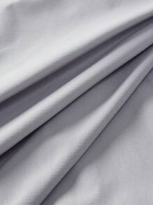 Manfinity VCAY 2pcs/Set Plus Size Men's Casual Loose Woven Drop Shoulder Short Sleeve Shirt & Drawstring Waist Straight Shorts Set - Blue - View 6