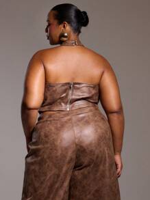 MUSERA Áo kiểu cổ cao giả da cỡ lớn, thích hợp cho đi chơi, gợi cảm, câu lạc bộ, tiệc tùng, hẹn hò, kỳ nghỉ, lễ hội, tiệc tưng bừng, hòa nhạc, Ibiza, lễ hội mùa xuân hè. - màu nâu - Xem 3