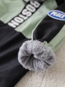 1 Áo khoác trùm đầu dài vừa phải, dày ấm, lót lông, phong cách thường ngày, thoải mái, thời trang đơn giản, thiết thực, đa năng, có chữ và miếng vá trang trí cho bé trai, thích hợp mặc hàng ngày, đi học, đi chơi, chơi thể thao vào mùa xuân, mùa thu và mùa đông - màu đen - Xem 7