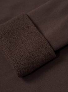 Chiquease Coffee Basic Pleated Slim Fit Thermal Lined Long Sleeve Women T-Shirt - Coffee Brown - View 7