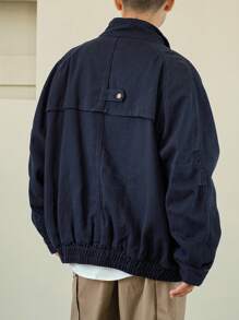 DAZY Men's Solid Color Button-Front Long Sleeve Casual Denim Jacket, Autumn - Blue - View 2