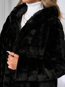 Lavishia Women Hooded Fluffy Pocket Coat, Warm For Autumn/Winter