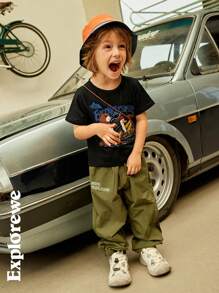 SHEIN 3pcs/Set Young Boys Outdoor Sport Bear & Duck Print Short Sleeve T-Shirts