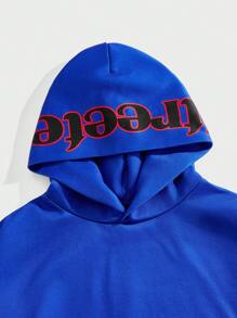 Manfinity VCAY Men's Digital Print Loose Knit Long Sleeve Hoodie, For Fall Winter - Blue - View 4