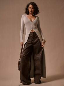 MUSERA 长款纽扣开衫，Y2K 90年代春季休闲可爱春夏机场度假冬季日常办公时尚毛衣 - 彩色 - 查看 1