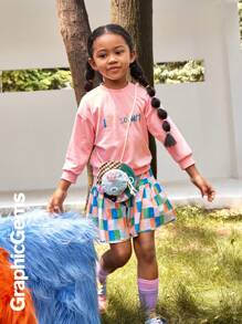 Young Girl' Cute Slogan Crew Neck Long Sleeve Sweatshirt - Pink - View 6