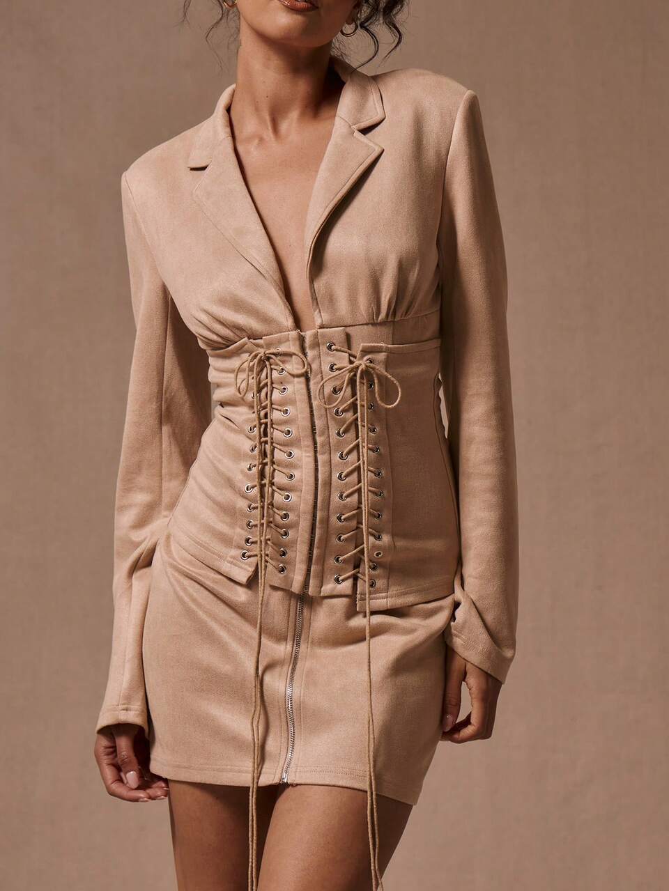 Vestido Blazer com Cadarço Sexy Fofo Festa de Verão Saída Férias Brunch da Velha Guarda Noite