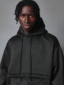 SUMWON Premium Heavyweight Pullover Hoodie With Kangaroo Pocket Perfect For Layering Autumn Winter Streetwear Casual Athletic - Black - View 3