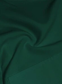 Slaydiva 休闲街头风白色 Polo 领口袋下摆短款工作上衣 T 恤，女士短袖衬衫 - 墨綠色 - 查看 7