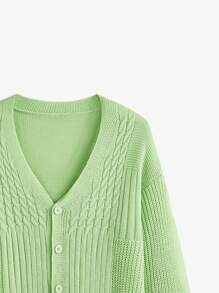 AKNOTIC Business Casual Men's Knitted Loose Drop Shoulder Casual Cardigan, For Fall Winter - Mint Green - View 4