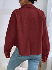 Muchica Solid Color Front Button Pocket Casual Long Sleeve Jacket