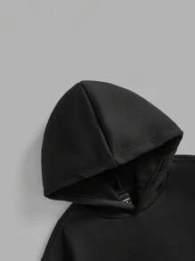 Manfinity Homme 男式 2 件套字母印花休闲连帽衫和裤子运动服 - 黑色 - 查看 3