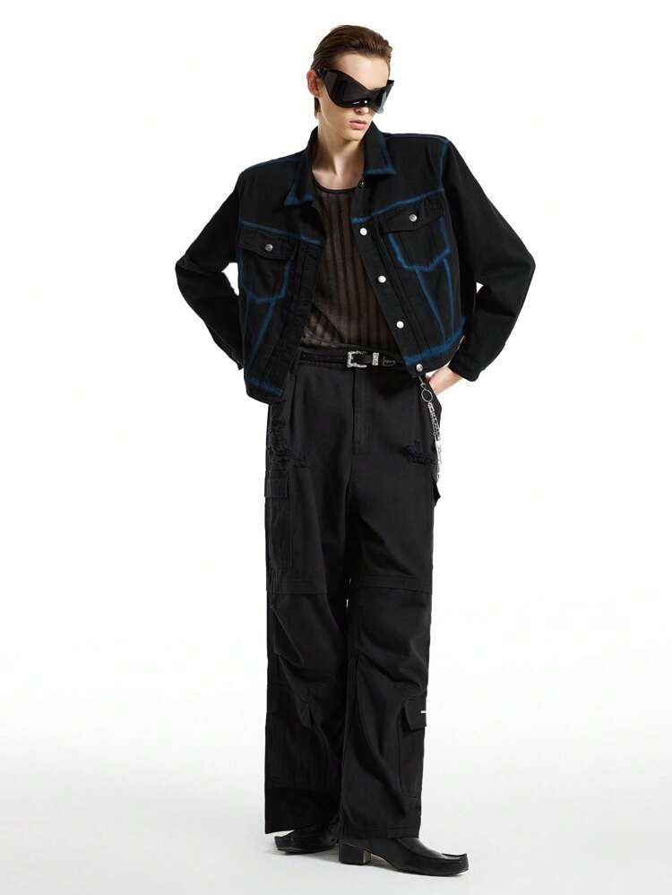 Men's Tie-Dye Long Sleeve Denim Jacket