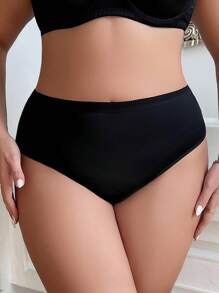 1pc Plus Size Women Breathable Lace Patchwork Sexy Triangular Panties