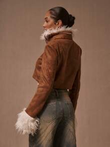 MUSERA Curly Fluffy Jacket - Brown - View 3