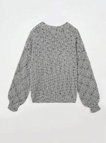 Women's Casual Colorblock Round Neck Long Sleeve Flare Cuff Sweater, Autumn/Winter Fall - Multicolor - View 5