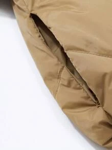 SHEIN Essnce 冬季女士纯色长袖拉链领休闲羽绒服