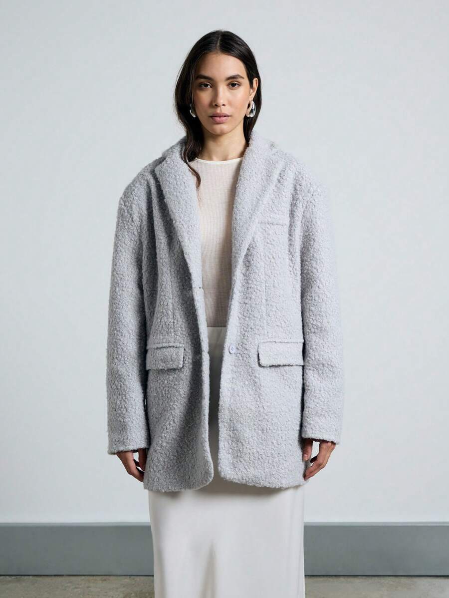 AiiRZ 奢华的粗花呢纹理超大冬季西装外套专业办公室服装现代精致优雅工作服必备秋冬外套