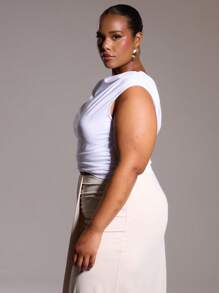 MUSERA Áo kiểu bèo nhún bất đối xứng cỡ lớn, thích hợp đi chơi, gợi cảm, dự tiệc, hẹn hò, du lịch, lễ hội, tiệc tưng bừng, hòa nhạc, Ibiza, lễ hội, mùa xuân hè. - trắng - Xem 2