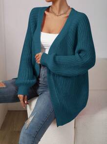 Chiquease 女士休闲日常纯色前开宽松开衫，秋冬