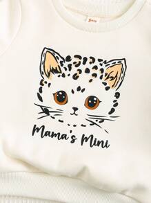 Cozy Pixies 2 件套女婴卡通熊图案圆领长袖运动衫和紧身裤套装 - 彩色 - 查看 8