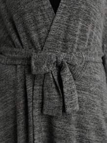 SHEIN LUNE Women's Solid Color Elegant Asymmetric Hem Casual/Work Poncho Coat - Grey - View 10