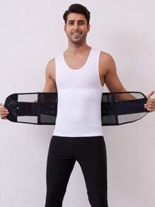 Men's Solid Color Thin Waist Trainer - Black - View 3