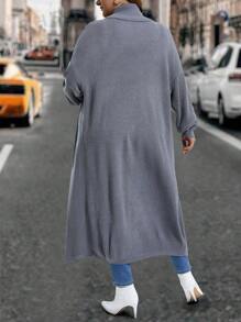 SHEIN LUNE Plus Size Solid Color Sleeveless Sweater Top And Cardigan Set, Autumn - Grey - View 2