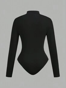 Tween Girl Round Neck Solid Knit Bodysuit - Multicolor - View 8