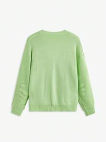 AKNOTIC Business Casual Men's Knitted Loose Drop Shoulder Casual Cardigan, For Fall Winter - Mint Green - View 6