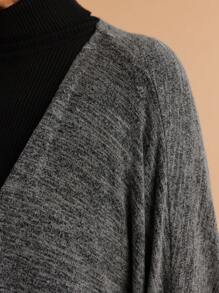 SHEIN LUNE Women's Solid Color Elegant Asymmetric Hem Casual/Work Poncho Coat - Grey - View 3