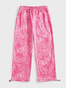 Manfinity RebelGame Calça Masculina com Estampa de Onça e Cordão na Cintura - Rosa chiclete - Visão 2