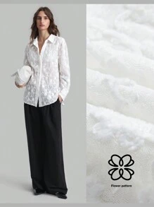 Ontre Autumn Fashion Elegant Lace 3D Floral Women Blouse Floral Top  Baggy Shirts Basic Tops