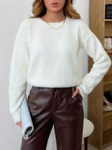 RueChic Pullover Sweater Design With Detail +300 - White - View 5