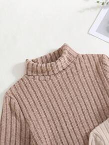 2pcs/Set Tween Girl High Neck Long Sleeve Jumpsuit - Multicolor - View 6