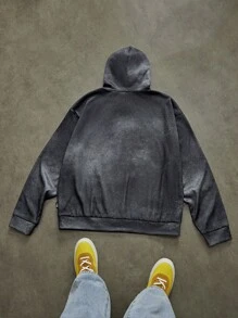 Manfinity VCAY Men's Digital Print English Letter Loose Knit Hooded Sweatshirt