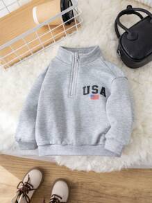 SHEIN Leap Crew Baby Girl Long Sleeve High Neck Graphic Print Loose Sweatshirt, Suitable For Outdoor And Daily Wear, Autumn/Winter - Grey - View 8
