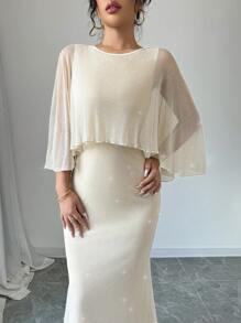 Rafferiza 女士优雅肖像印花雪纺长裙女装